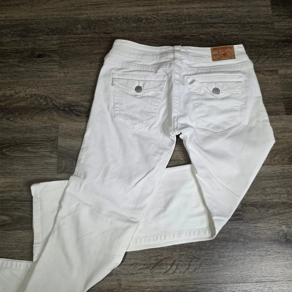 True Religion Womens 28 Billy Bootcut Jeans White Flap Pocket Low Rise STAINED - Picture 14 of 15